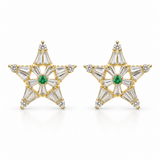 Green Gemstone Star Stud Earrings