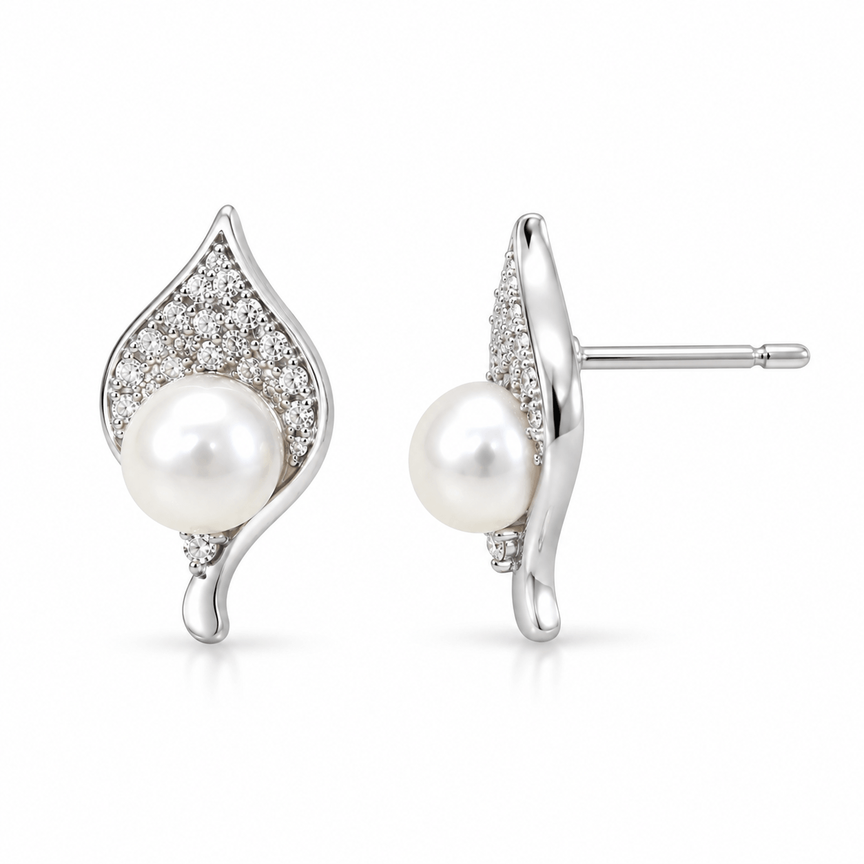 Pearl Teardrop Stud Earrings