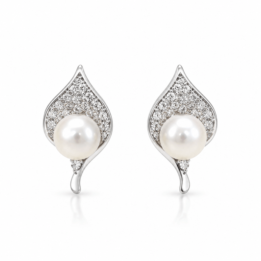 Pearl Teardrop Stud Earrings