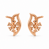 Crescent Moon & Floral Sparkle Stud Earrings