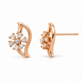 Crescent Moon & Floral Sparkle Stud Earrings