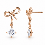 Bow & Crystal Drop Stud Earrings