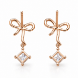 Bow & Crystal Drop Stud Earrings