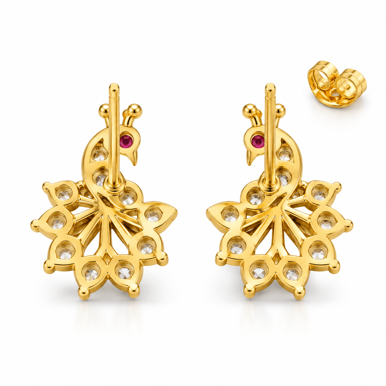 Peacock Pearl Drop Stud Earrings