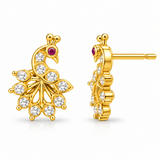 Peacock Pearl Drop Stud Earrings