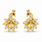 Peacock Pearl Drop Stud Earrings