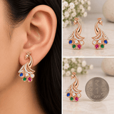 Multicolor Peacock Stud Earrings