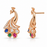 Multicolor Peacock Stud Earrings
