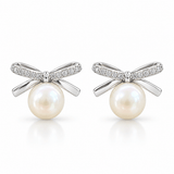 Pearl Bow Stud Earrings