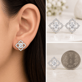 Elegant Clover Stud Earrings with Clear Stones
