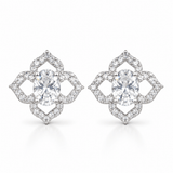 Elegant Clover Stud Earrings with Clear Stones