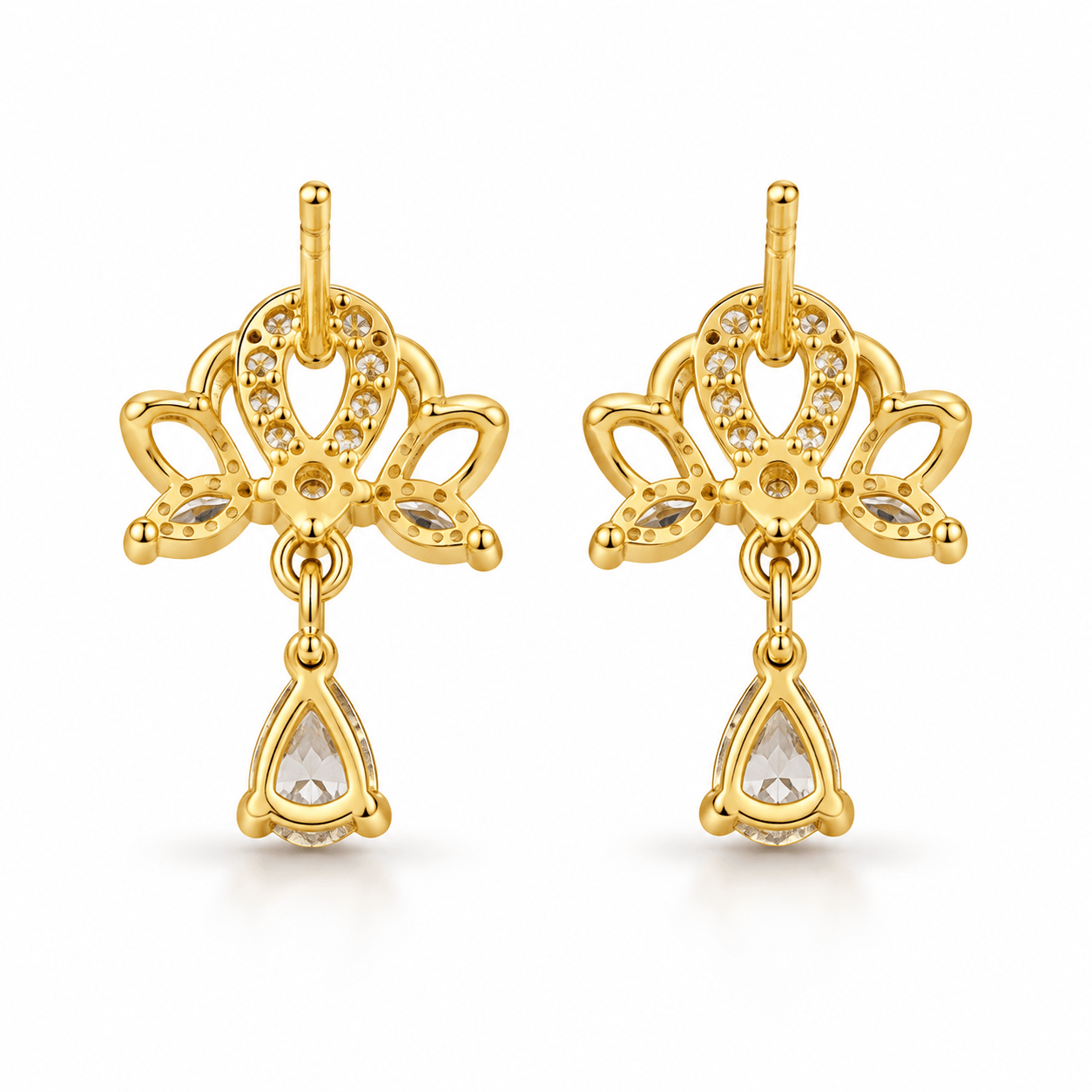 Elegant Crystal Bow Drop Earrings