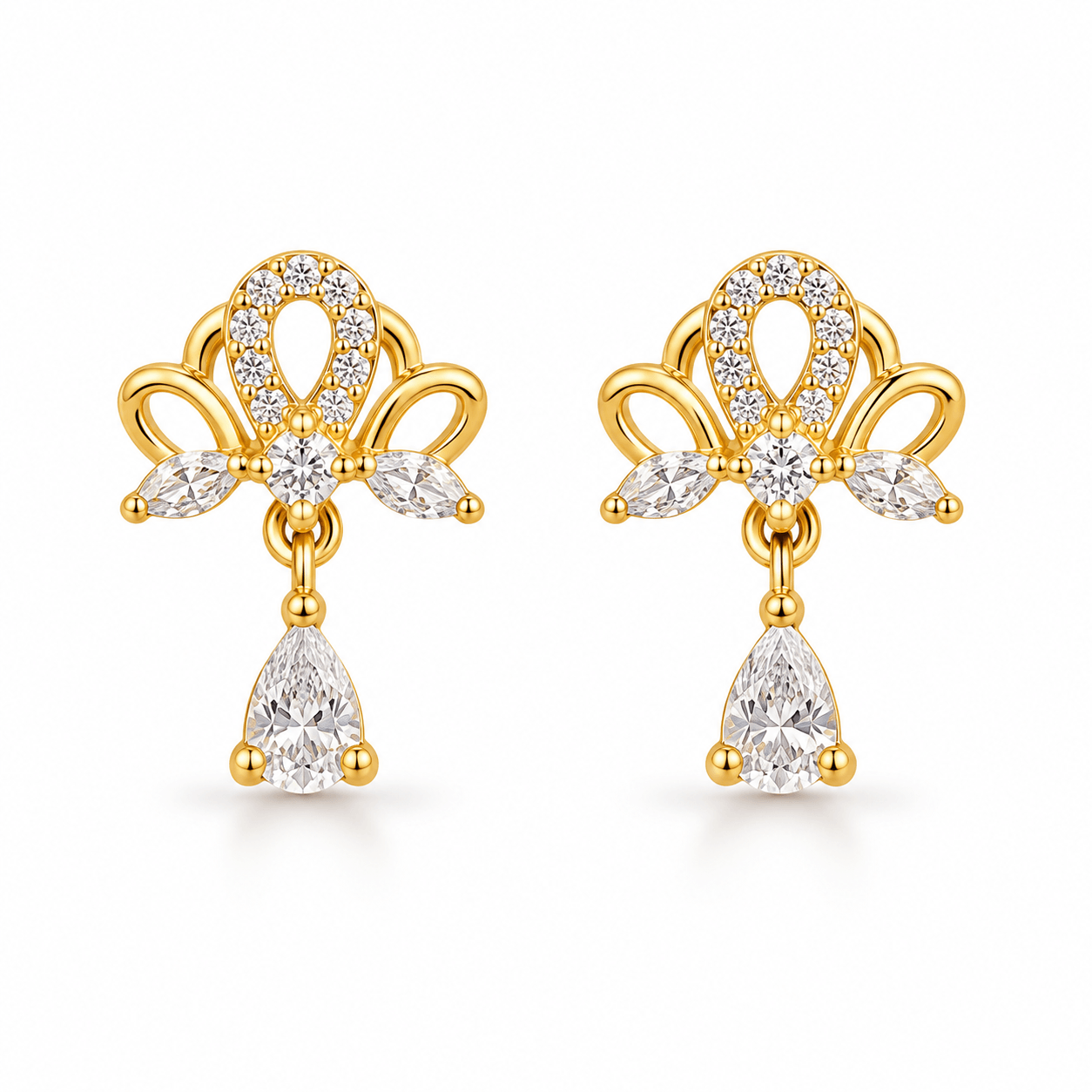 Elegant Crystal Bow Drop Earrings