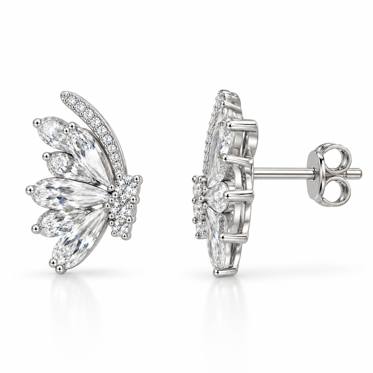 Elegant Floral Crystal Stud Earrings