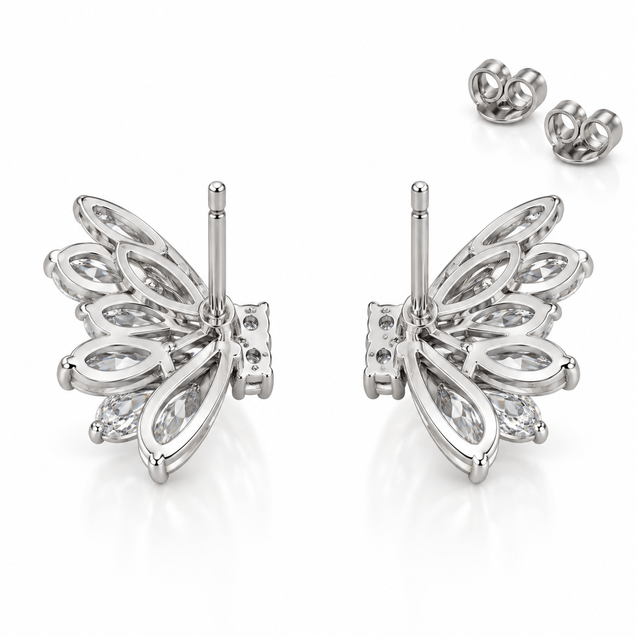Elegant Floral Crystal Stud Earrings