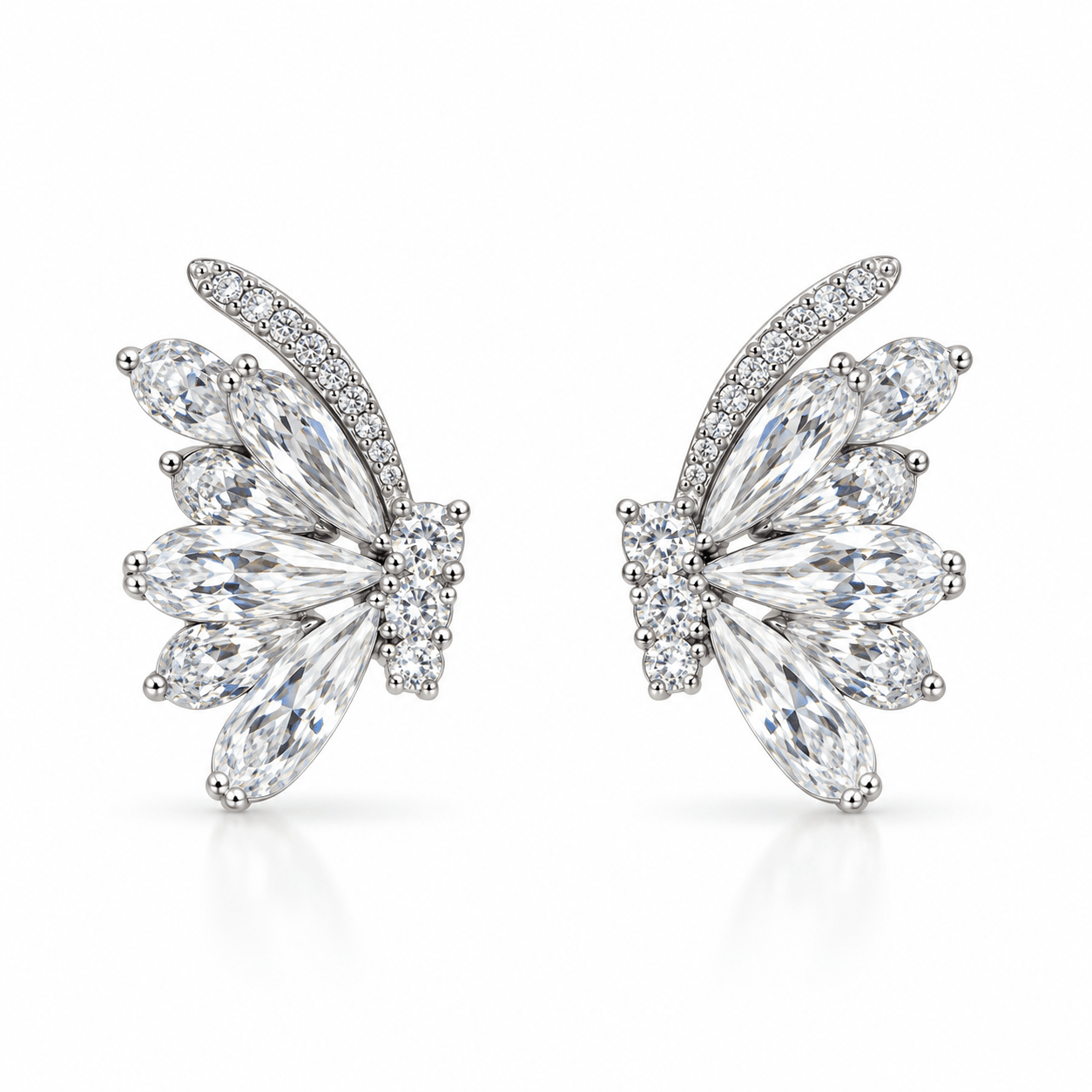 Elegant Floral Crystal Stud Earrings