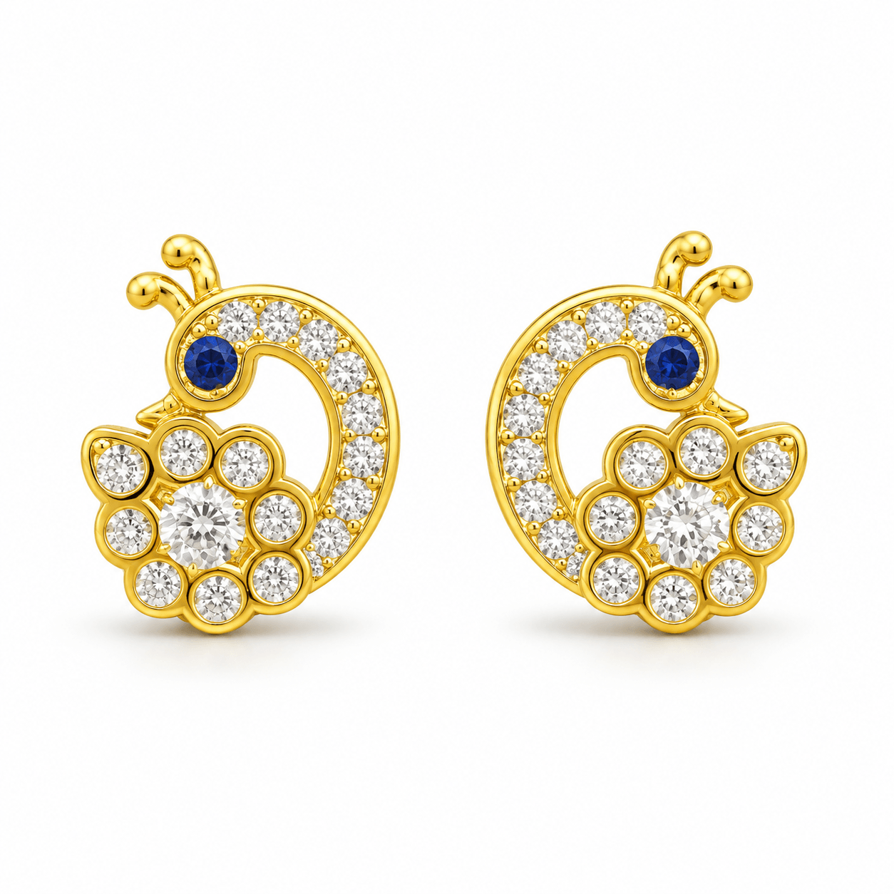 Product Title  Blue Sapphire Floral Stud Earrings