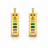 Rainbow Baguette Gemstone Stud Earrings