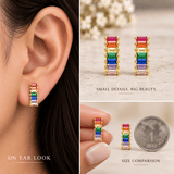 Rainbow Baguette Gemstone Stud Earrings