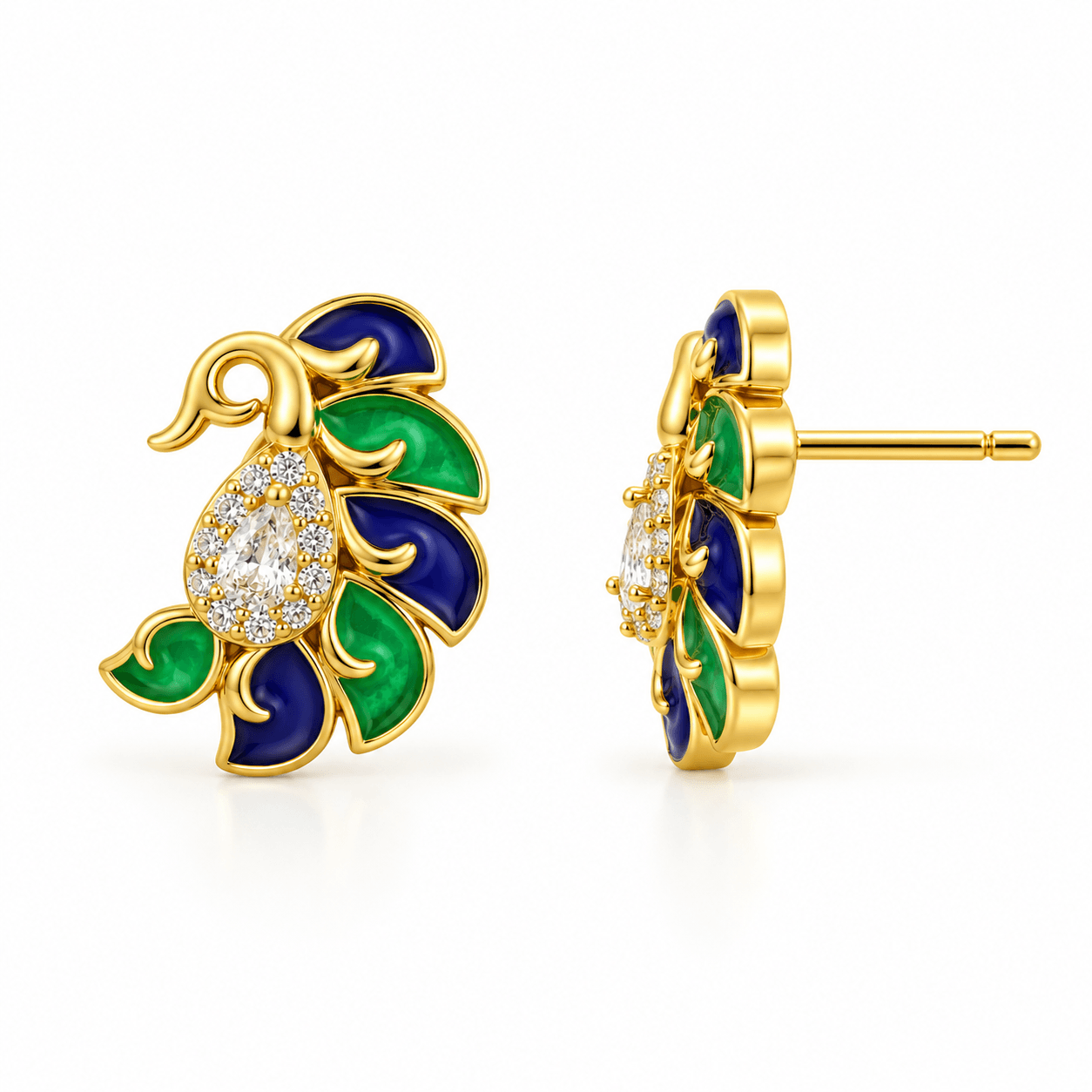 Peacock Inspired Stud Earrings