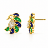 Peacock Inspired Stud Earrings