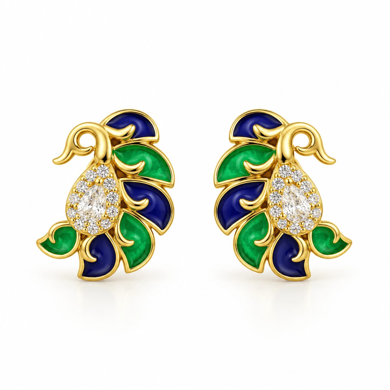 Peacock Inspired Stud Earrings