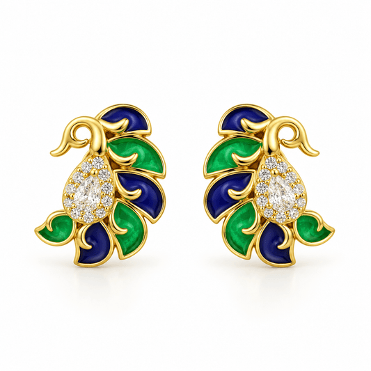 Peacock Inspired Stud Earrings