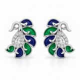 Blue & Green Elephant Stud Earrings