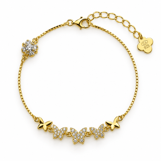 Butterfly Charm Bracelet with Floral Sparkle