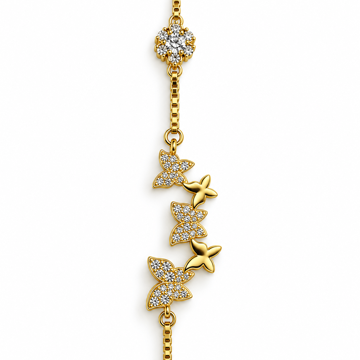 Butterfly Charm Bracelet with Floral Sparkle