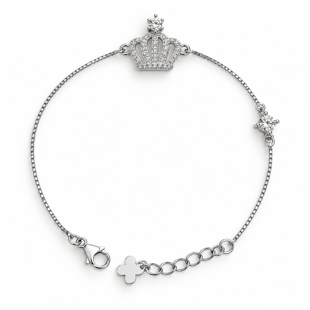 Crown & Crystal Charm Bracelet