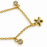 Floral Charm Bracelet with Sparkling Flower Accents