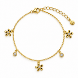 Floral Charm Bracelet with Sparkling Flower Accents