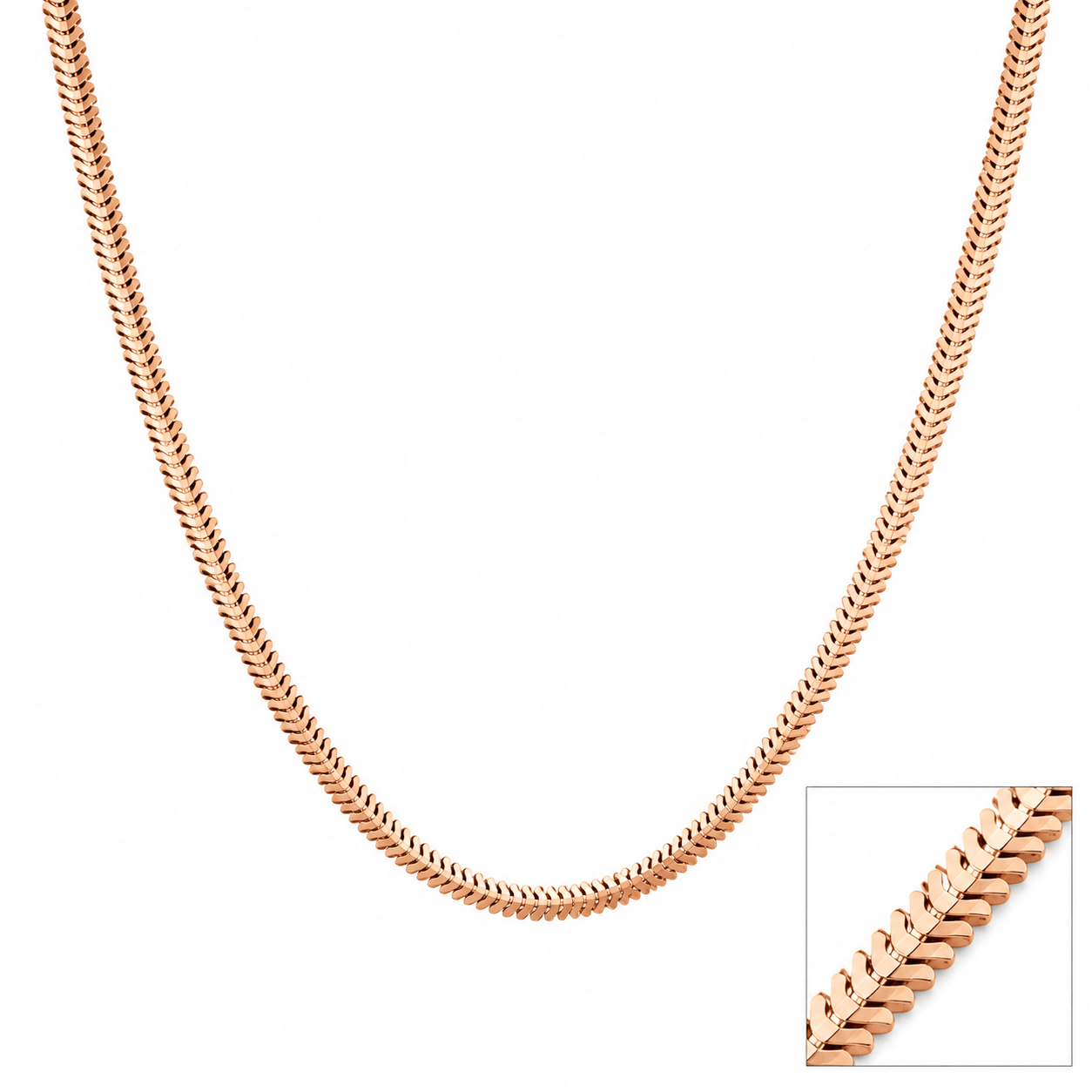 Rose Gold Herringbone Chain in 925 Sterling Silver