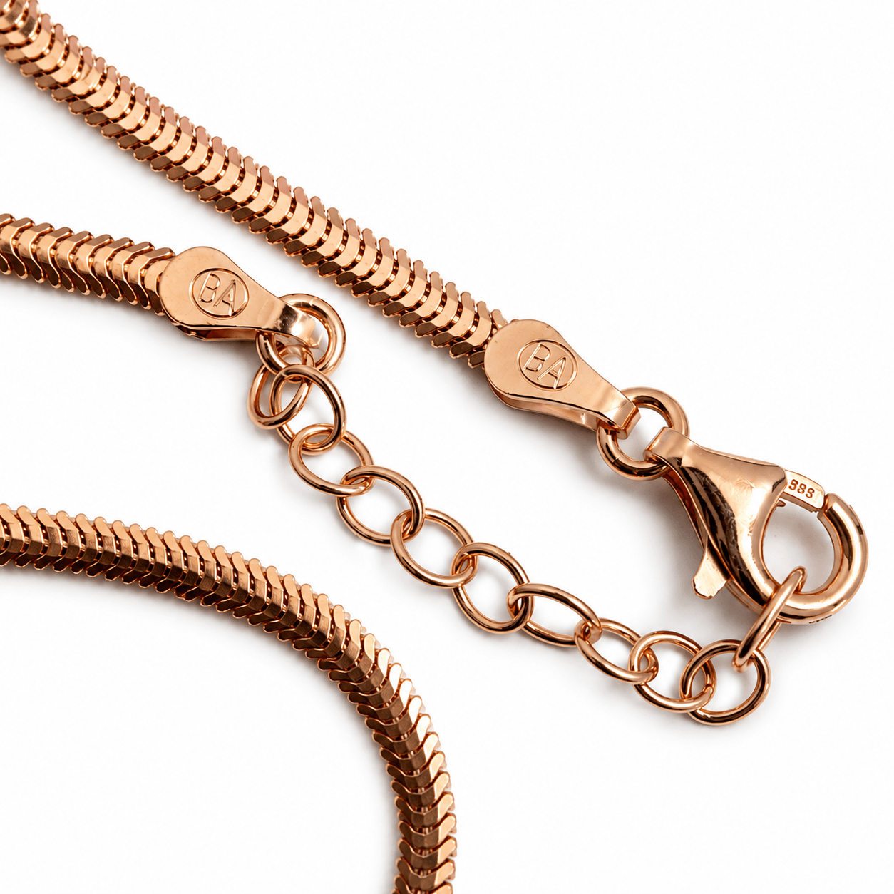 Rose Gold Herringbone Chain in 925 Sterling Silver