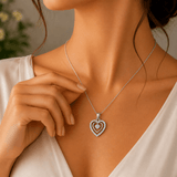 Double Heart Halo CZ Pendant