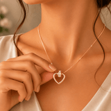 Rose Gold Open Heart Baguette CZ Pendant