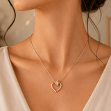 Rose Gold Open Heart Baguette CZ Pendant