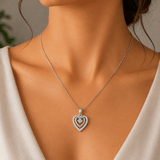 Double Heart Halo CZ Pendant