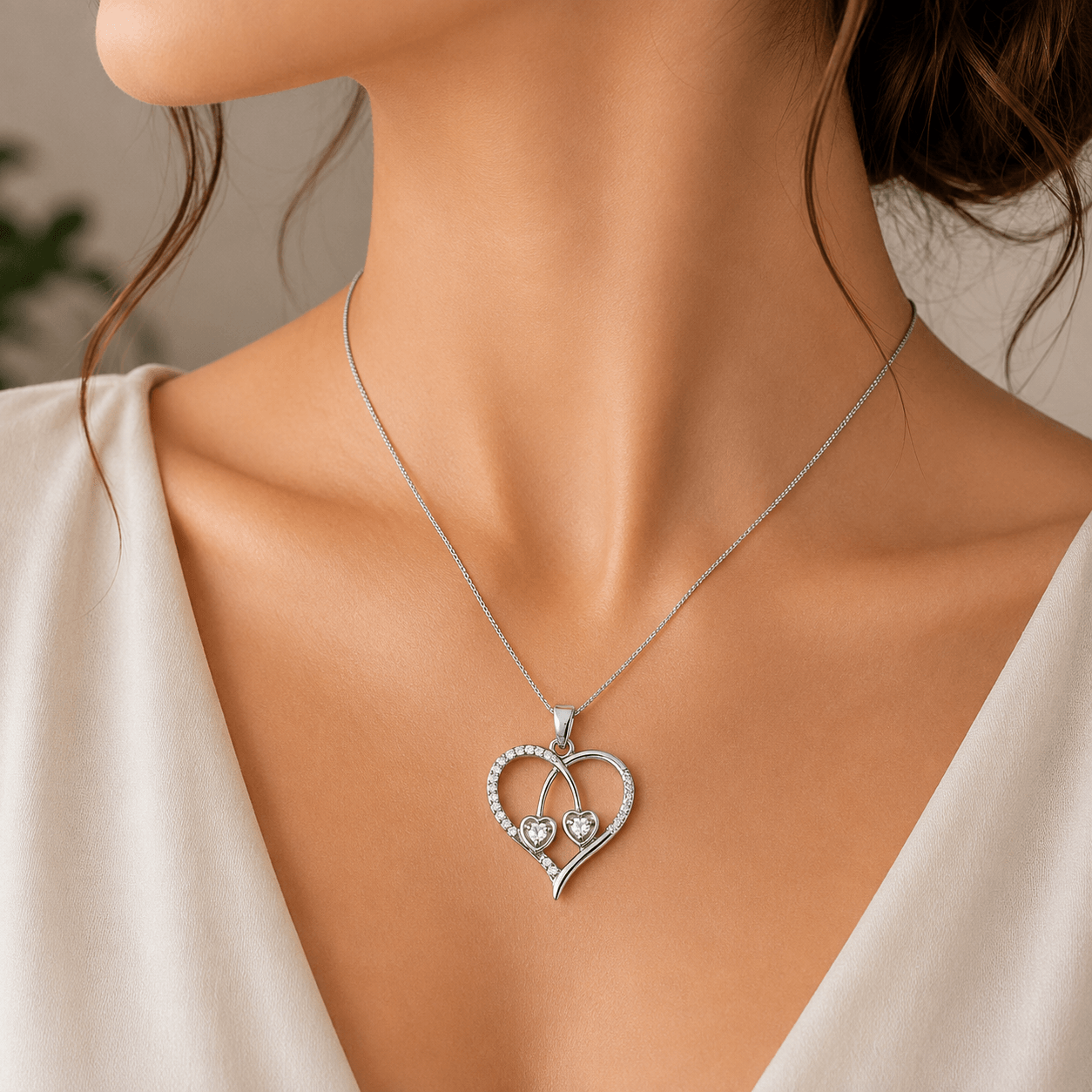 Dual Heart CZ Pendant