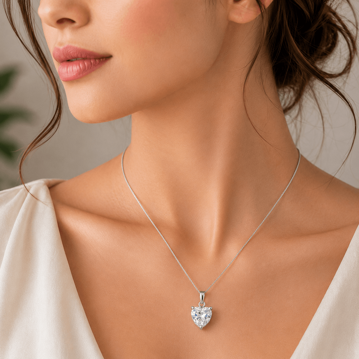 Heart Solitaire CZ Pendant
