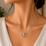 Open Heart Baguette CZ Pendant