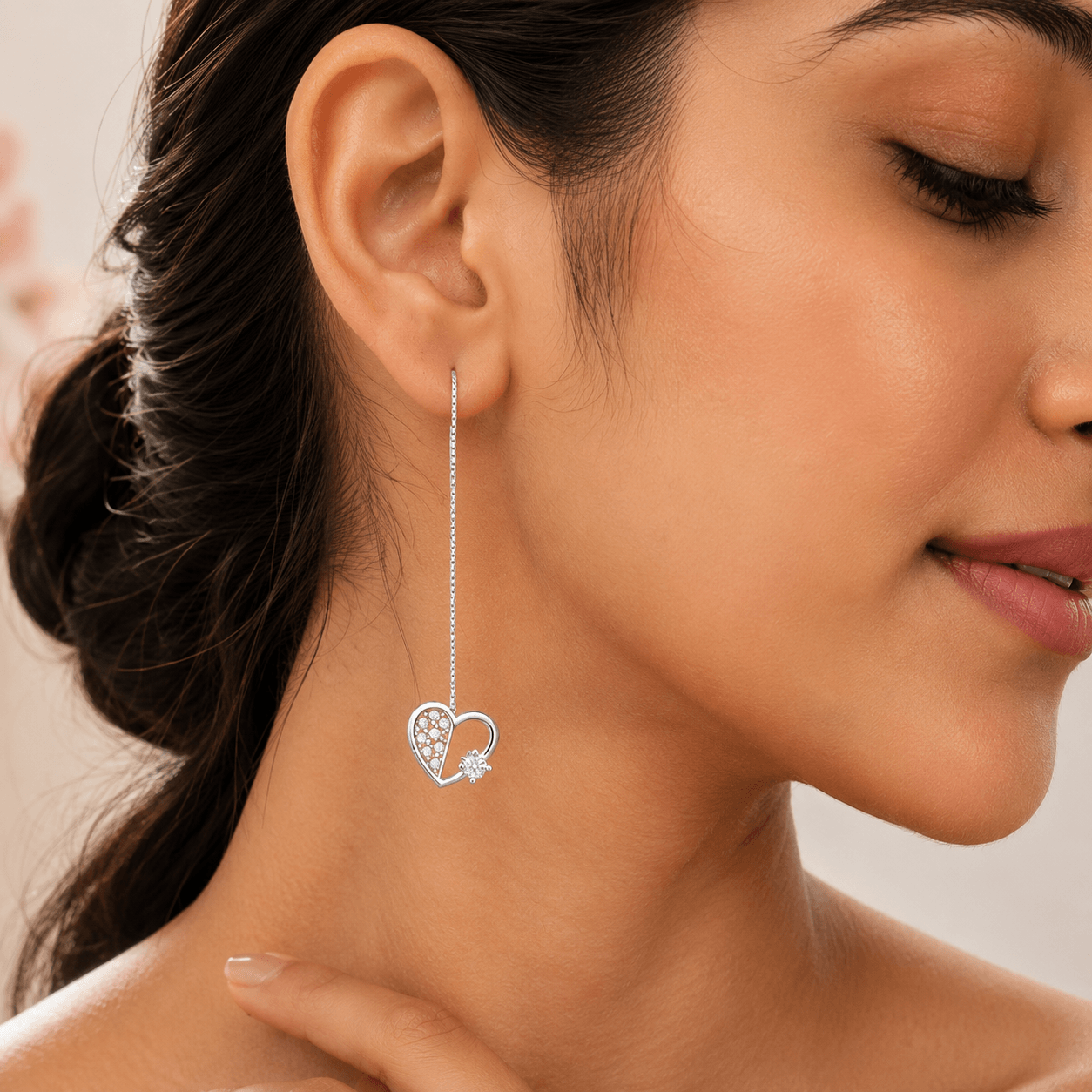 Celeste Heart Threader Earrings