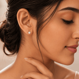 Minimal Pearl Stud Earrings Silver Tone Classic Everyday Elegant Jewellery
