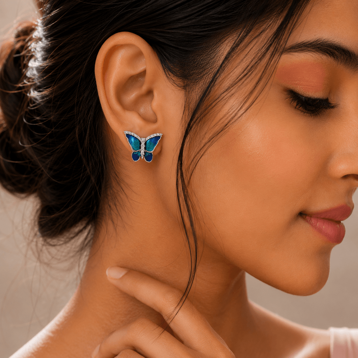Azure Butterfly Stud Earrings