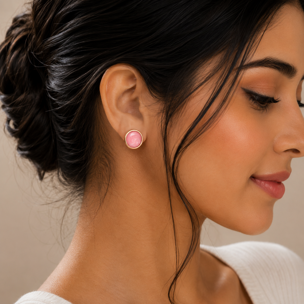 Blush Enamel Stud Earrings