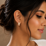 Textured CZ Hoop Earrings