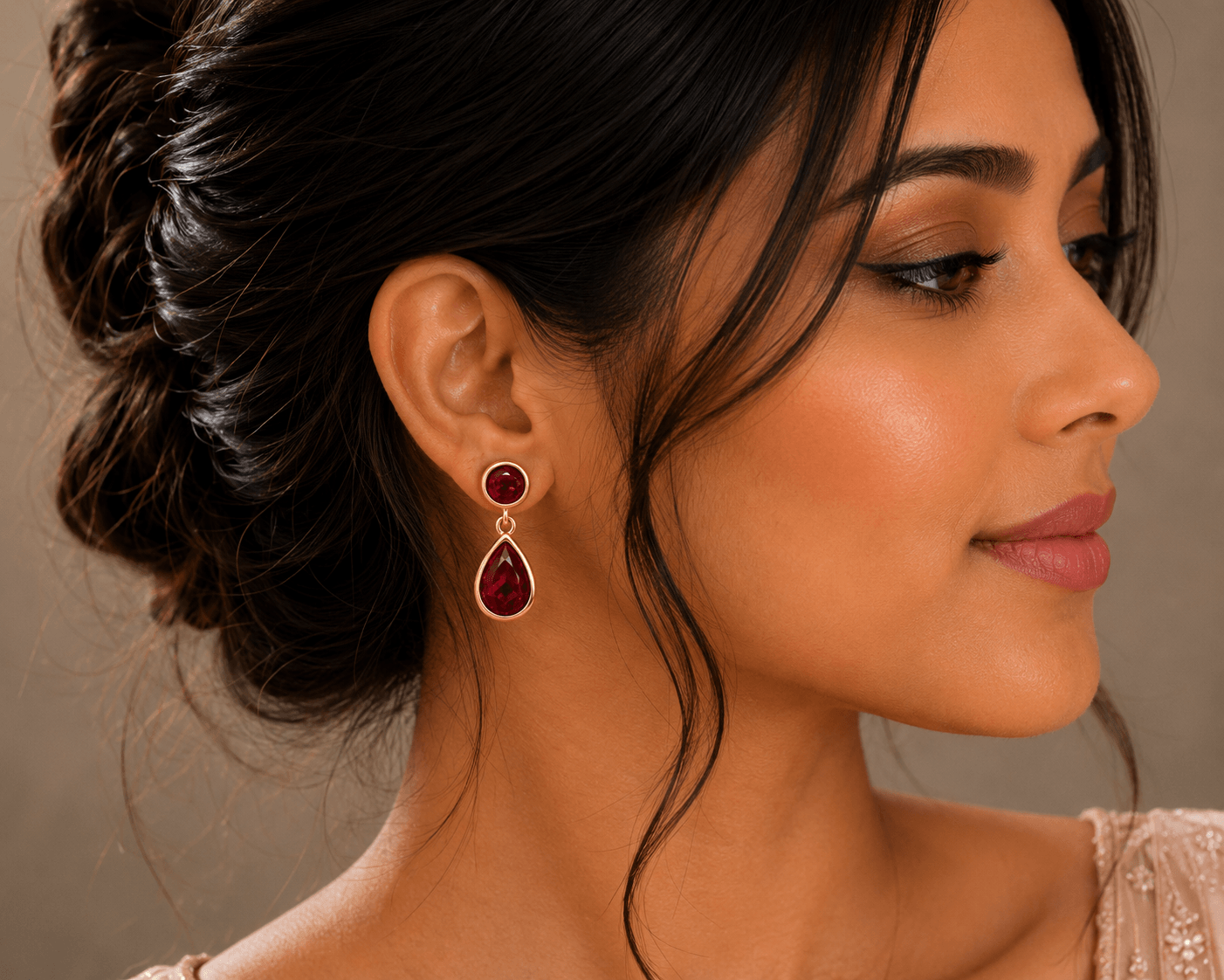Ruby Teardrop Drop Earrings