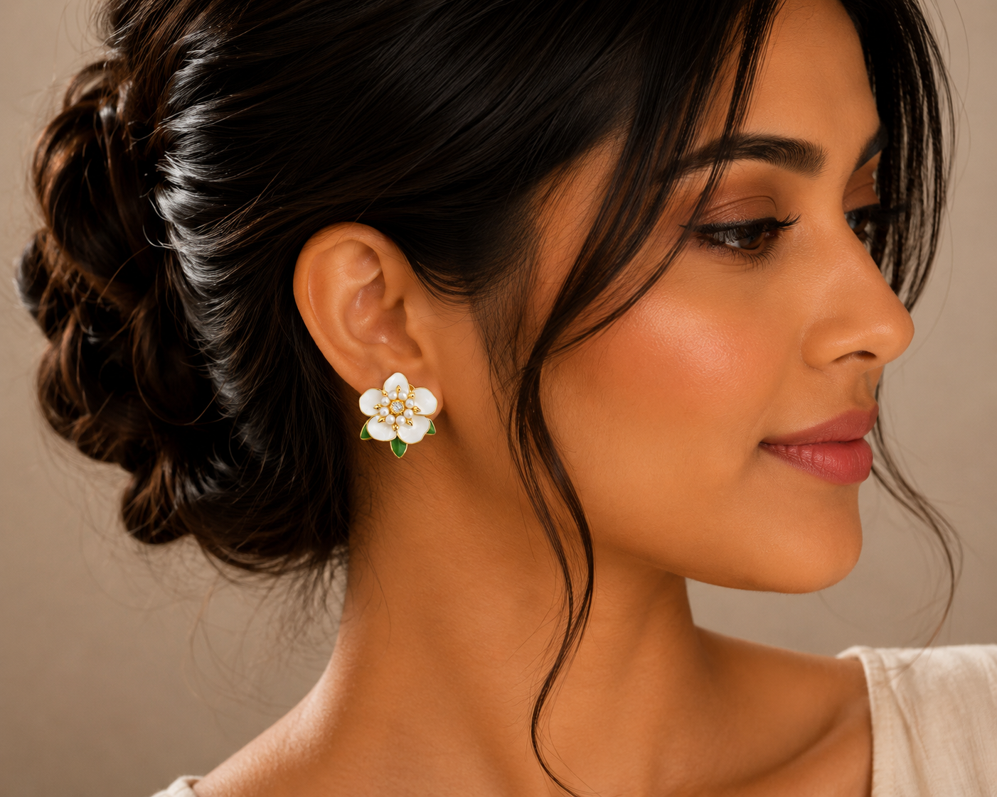 Floral Pearl Stud Earrings