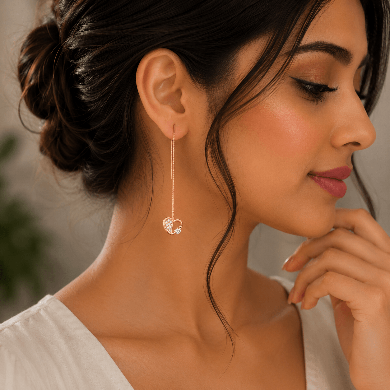 Amora Heart Threader Earrings